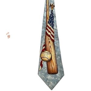 Americana Series “Batter Up” Circa 1932 by Fashion Point 100% Silk Made in USA